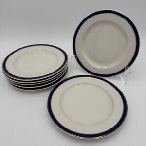 Vintage Salad Plates American Airlines Cobalt & Platinum by Syracuse Set/7 7.25"